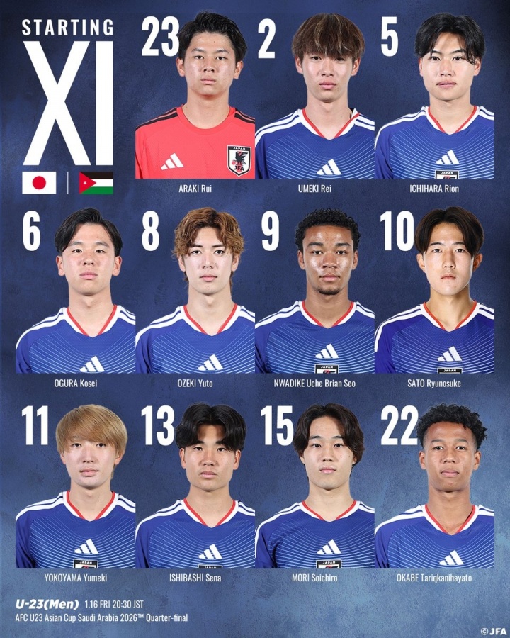 星空体育app-U23亚洲杯淘汰赛日本vs约旦首发：佐藤龙之介、大关友翔出战